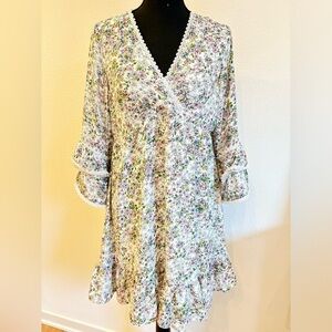 NWOT - BCBGeneration Lace-Trim Empire-Waist Floral Dress in Geranium - Size 6